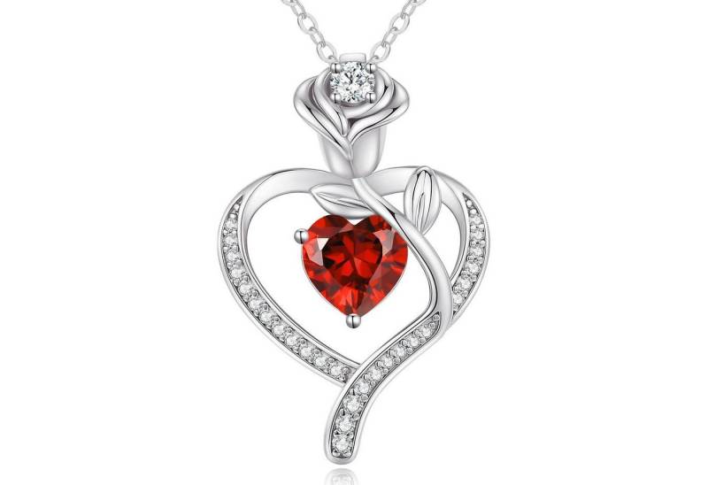 LuxusKollektion Kette und Anhänger Set Halskette Damen Rosegold Herz Silber 925 Silber-01&07-Jan&Juli von LuxusKollektion