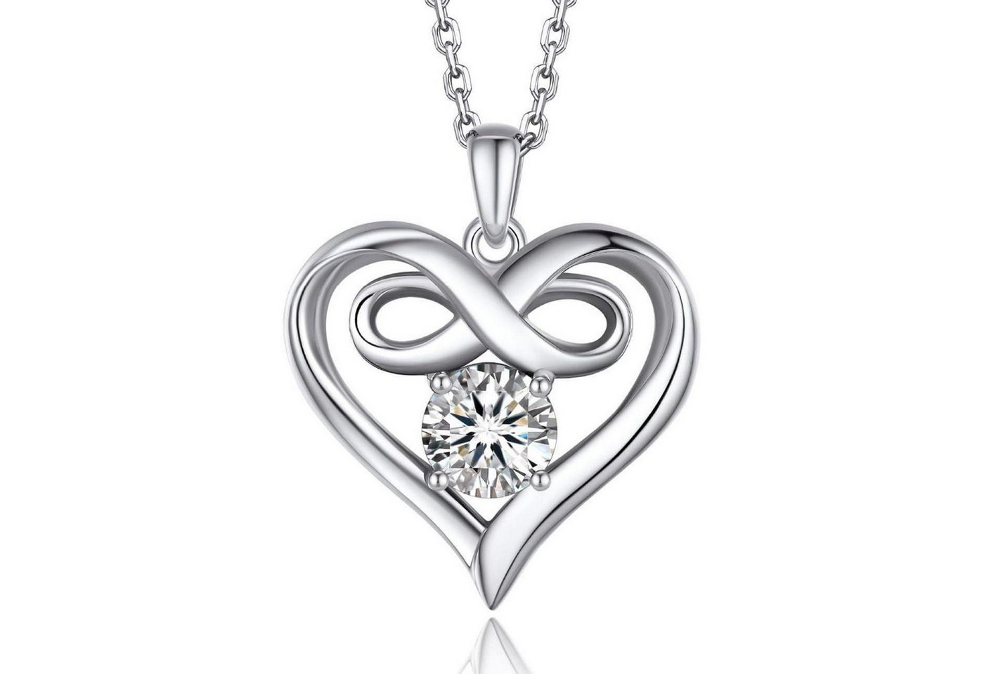 LuxusKollektion Kette und Anhänger Set Halskette Damen Silber 925 1 Karat Moissanite Unendlichkeit-Rund Stein von LuxusKollektion