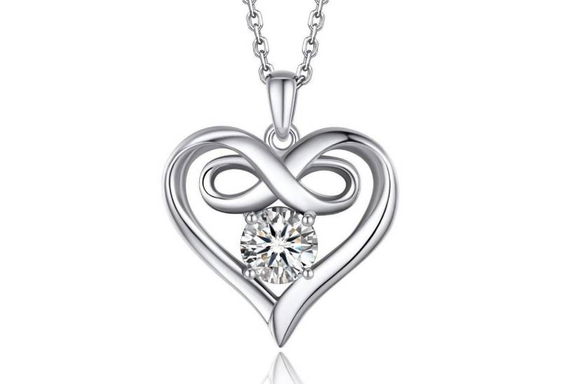 LuxusKollektion Kette und Anhänger Set Halskette Damen Silber 925 1 Karat Moissanite Unendlichkeit-Rund Stein von LuxusKollektion