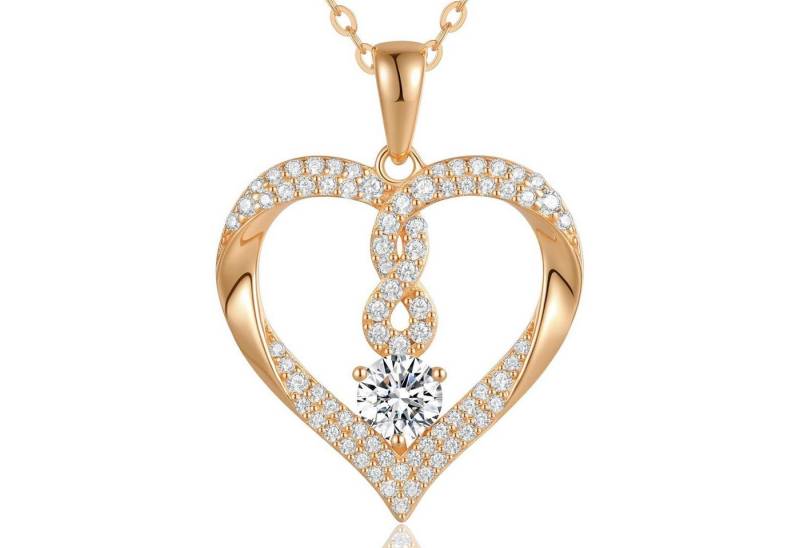 LuxusKollektion Kette und Anhänger Set Halskette Damen Silber 925 Infinity Zirkonia Herz Rose gold-04-Apr von LuxusKollektion