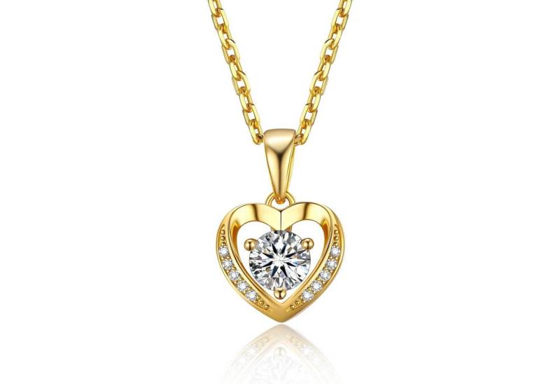 LuxusKollektion Kette und Anhänger Set Halskette Damen Silber925 Moissanite 1Karat Herz-Gold-0,5 Karst von LuxusKollektion