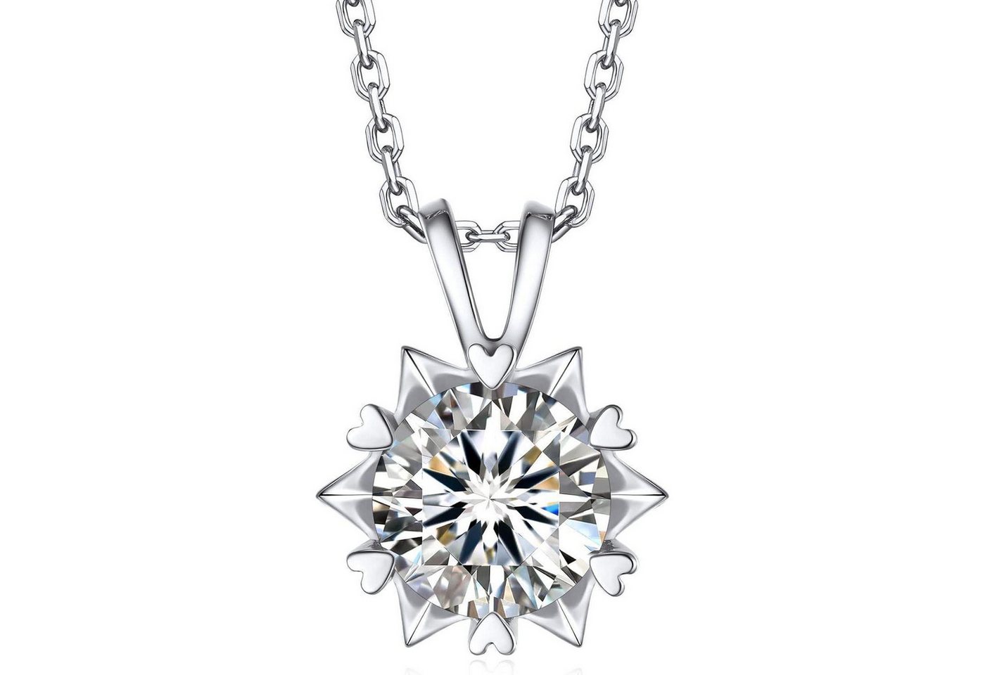 LuxusKollektion Kette und Anhänger Set Halskette Damen Silber925 Moissanite Diamant 3 Schneeflocke-2Karat von LuxusKollektion