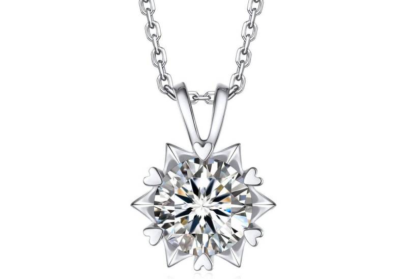 LuxusKollektion Kette und Anhänger Set Halskette Damen Silber925 Moissanite Diamant 3 Schneeflocke-2Karat von LuxusKollektion