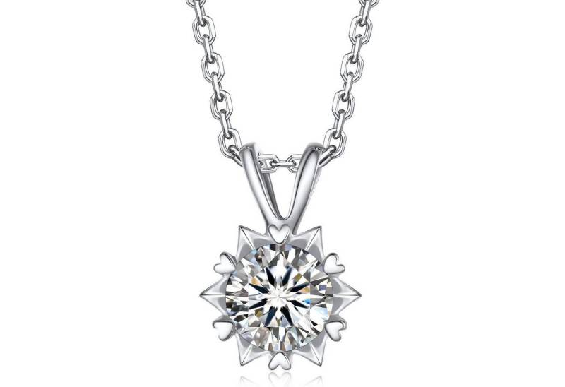 LuxusKollektion Kette und Anhänger Set Halskette Damen Silber925 Moissanite Halbkarat 2 Schneeflocke-1Karat von LuxusKollektion