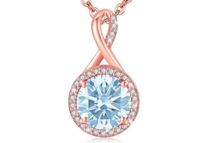 LuxusKollektion Kette und Anhänger Set Halskette Damen Sterling Silber Hypoallergen Rosé gold 03 März von LuxusKollektion