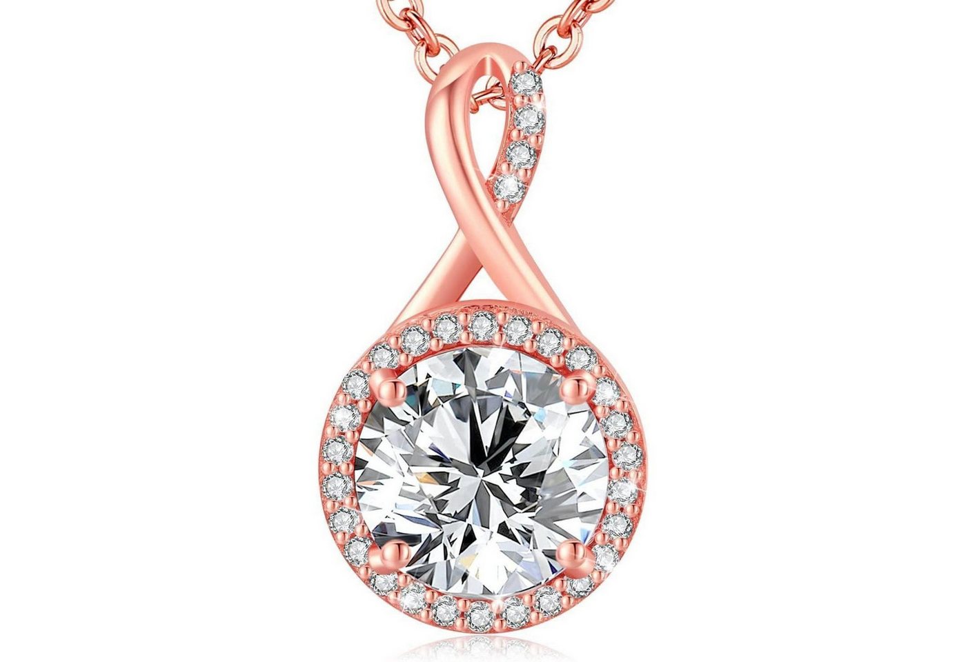 LuxusKollektion Kette und Anhänger Set Halskette Damen Sterling Silber Hypoallergen Rosé gold 04 April von LuxusKollektion