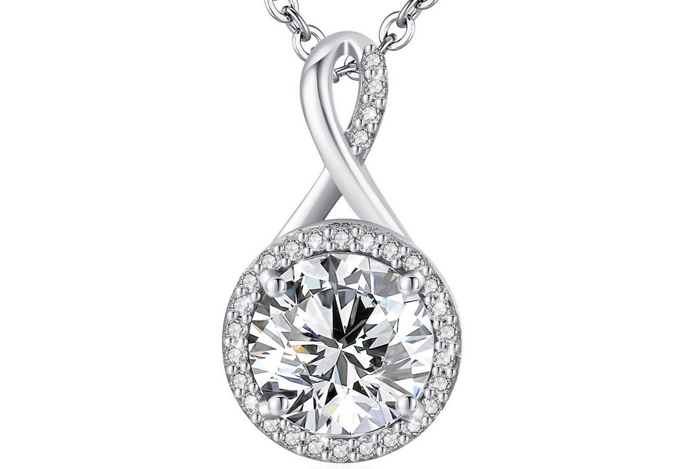 LuxusKollektion Kette und Anhänger Set Halskette Damen Sterling Silber Rosegold Hypoallergen Silber-04-April von LuxusKollektion