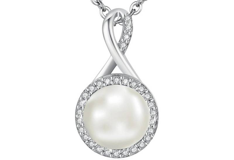 LuxusKollektion Kette und Anhänger Set Halskette Damen Sterling Silber Rosegold Hypoallergen Silber-Perle von LuxusKollektion