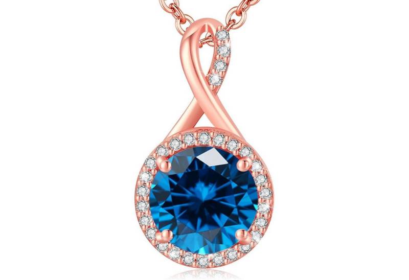 LuxusKollektion Kette und Anhänger Set Halskette Damen Sterlingsilber Gold Geschenk Rosé gold-09-September von LuxusKollektion