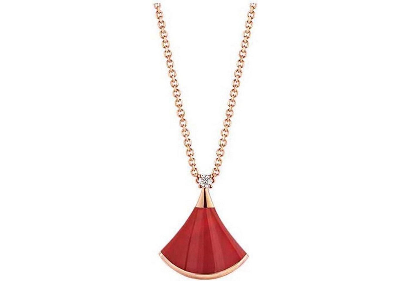 LuxusKollektion Kette und Anhänger Set Halskette Damen Zirkon Anhänger Shell Fritillaria rot von LuxusKollektion