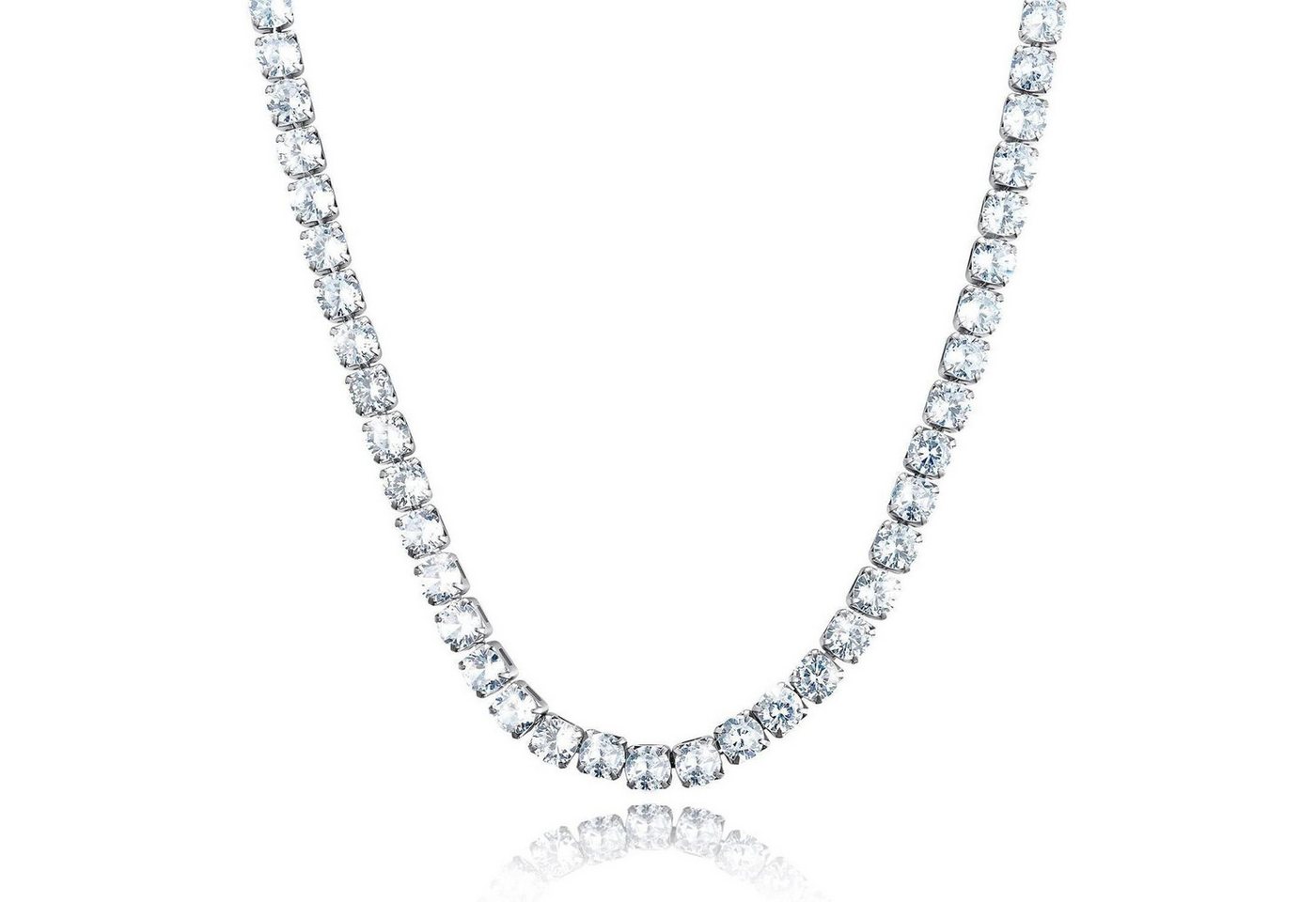 LuxusKollektion Kette und Anhänger Set Halskette Damen Zirkonia 46.0 Zentimeter 5mm-Silber&Weiß von LuxusKollektion