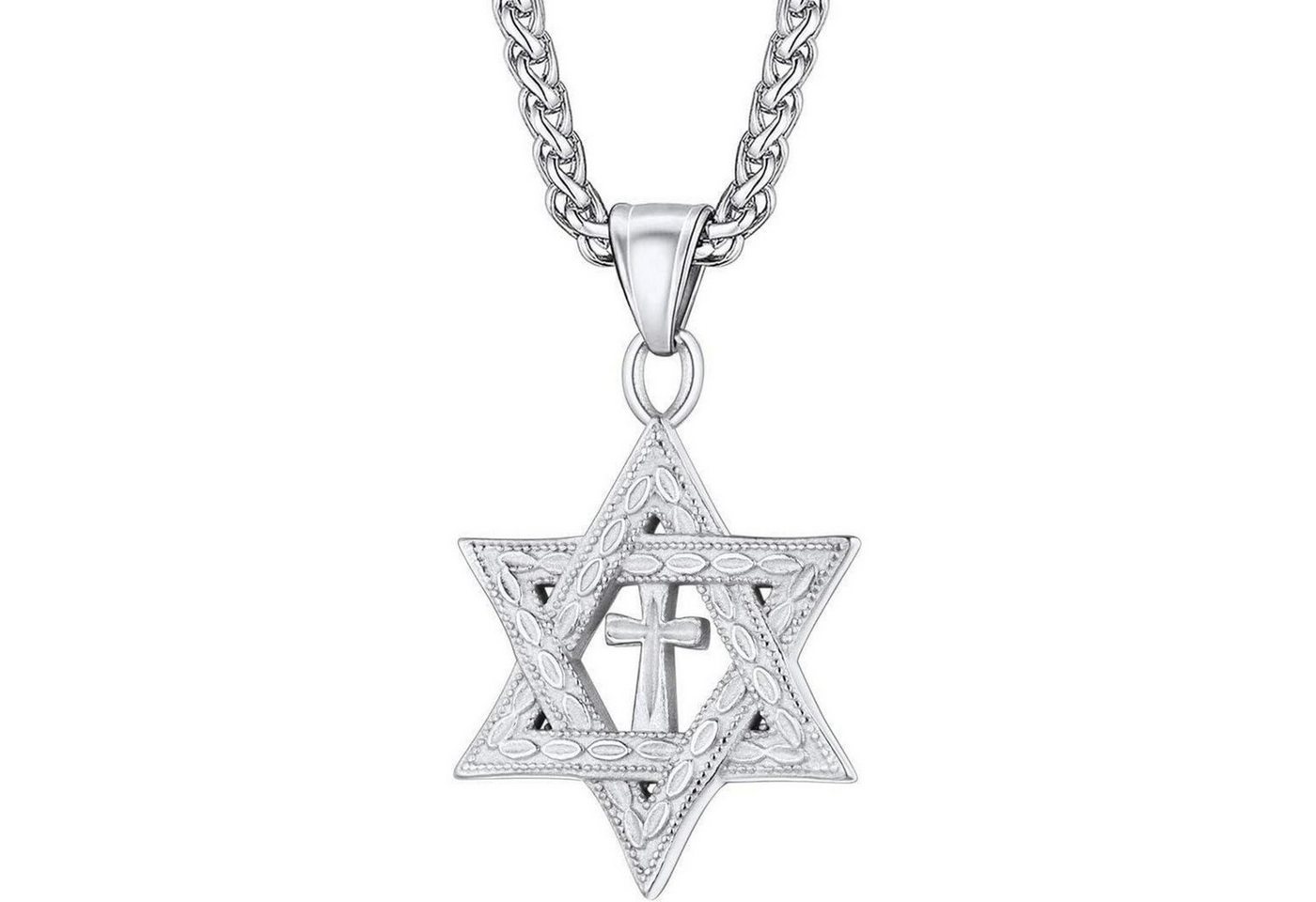 LuxusKollektion Kette und Anhänger Set Halskette Davidstern Anhänger Edelstahl 06-silber Nicht Personalisiert von LuxusKollektion