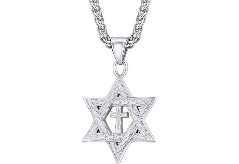 LuxusKollektion Kette und Anhänger Set Halskette Davidstern Anhänger Edelstahl 06-silber Nicht Personalisiert von LuxusKollektion