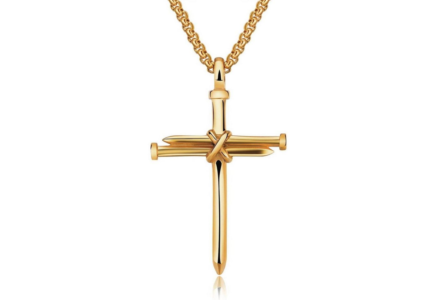 LuxusKollektion Kette und Anhänger Set Halskette Edelstahl Kreuz Anhänger Nägel Punk Herren Gold von LuxusKollektion