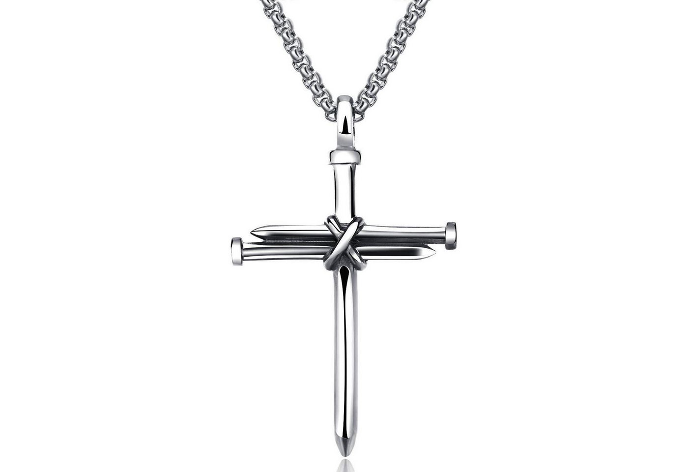 LuxusKollektion Kette und Anhänger Set Halskette Edelstahl Kreuzanhänger Nägel Punk Herren Silber von LuxusKollektion