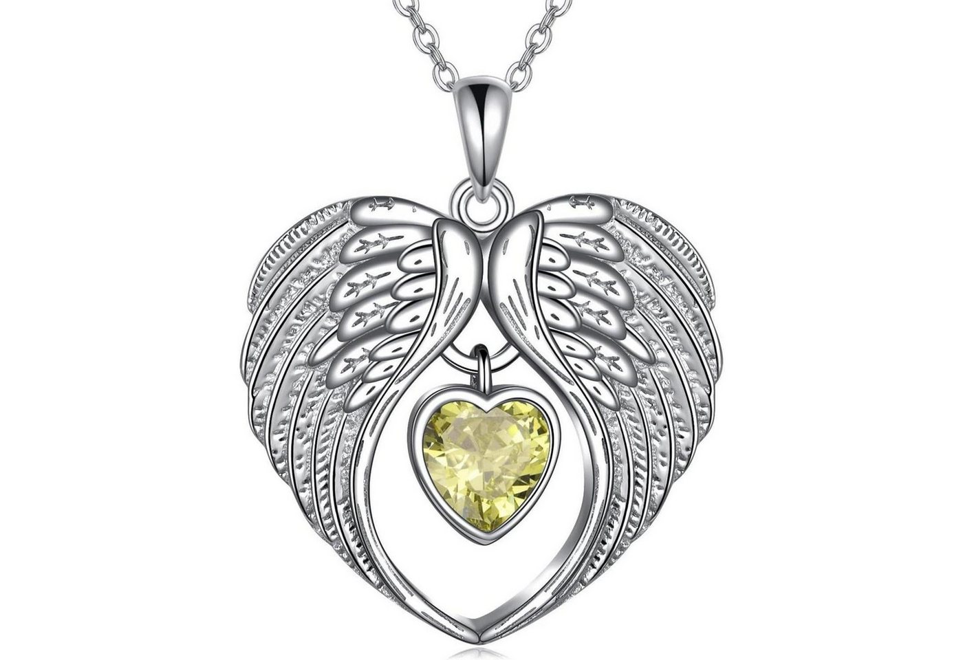 LuxusKollektion Kette und Anhänger Set Halskette Engelsflügel Schutzengel 925 Silber Damen 08August-Spinel von LuxusKollektion