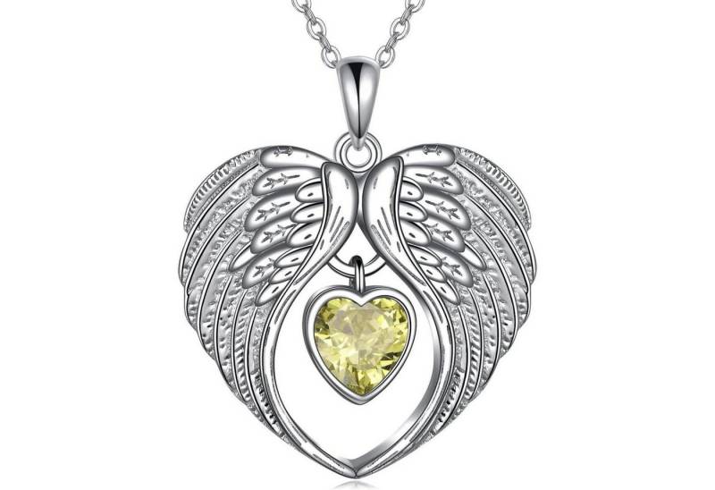 LuxusKollektion Kette und Anhänger Set Halskette Engelsflügel Schutzengel 925 Silber Damen 08August-Spinel von LuxusKollektion