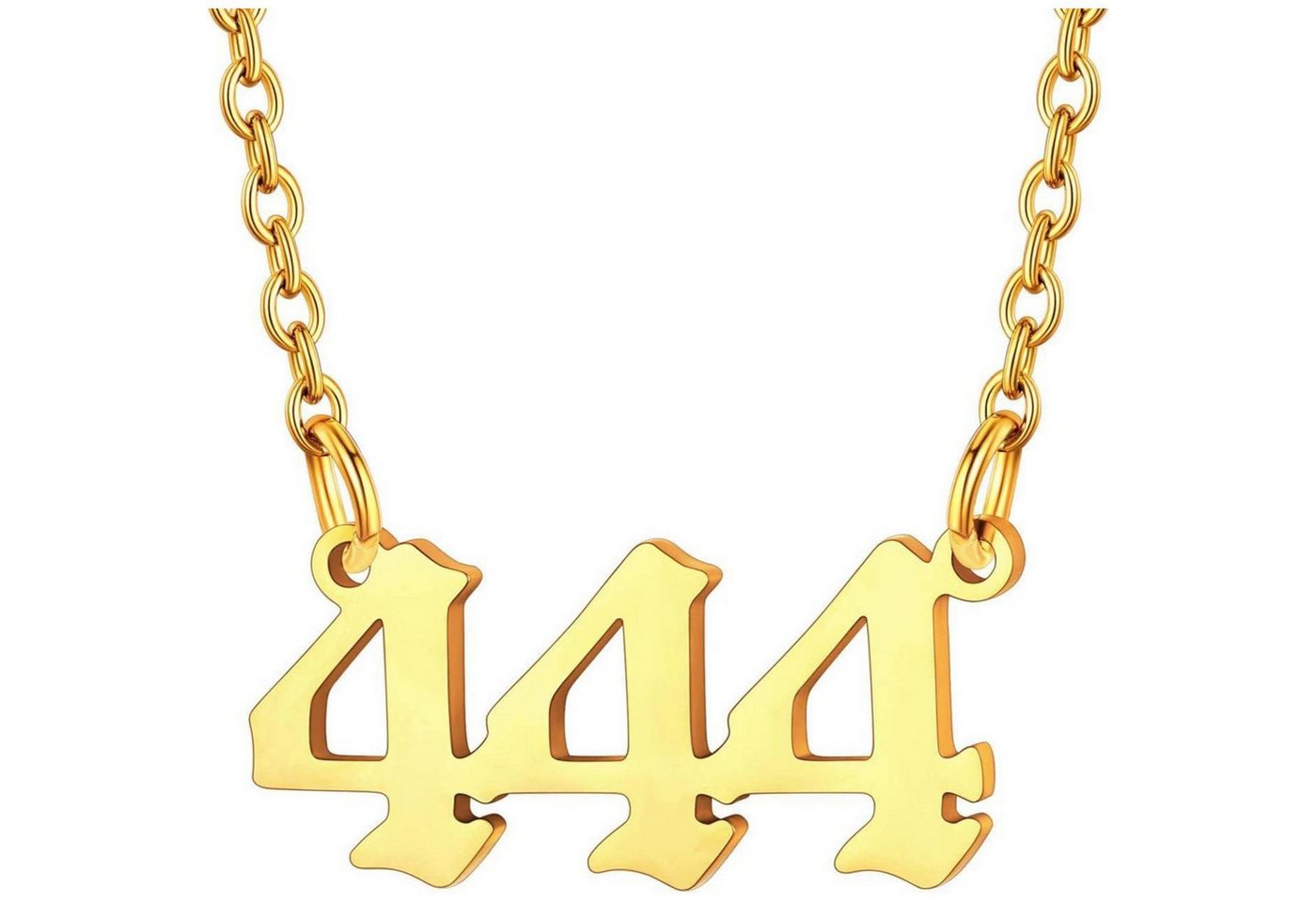LuxusKollektion Kette und Anhänger Set Halskette Engelszahlen Anhänger Edelstahl Damen Mädchen 444-Gold von LuxusKollektion
