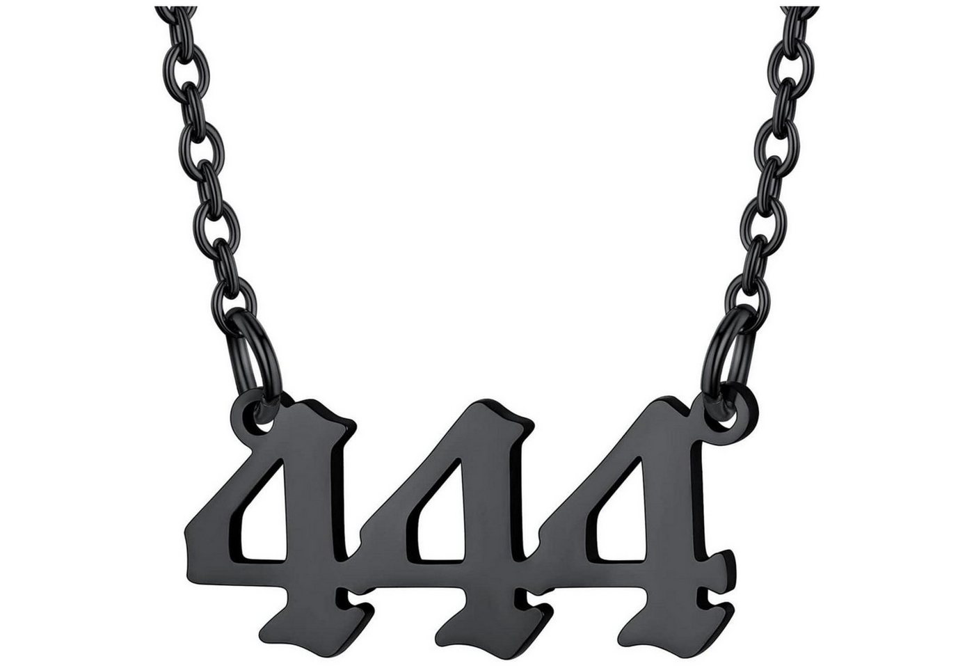 LuxusKollektion Kette und Anhänger Set Halskette Engelszahlen Damen Edelstahl Schlüsselbein 444-Schwarz von LuxusKollektion