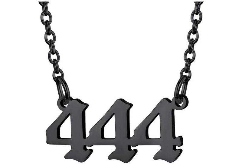 LuxusKollektion Kette und Anhänger Set Halskette Engelszahlen Damen Edelstahl Schlüsselbein 444-Schwarz von LuxusKollektion