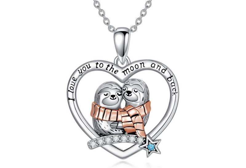 LuxusKollektion Kette und Anhänger Set Halskette Fuchs Katze Mond Anhänger Sterling Silber Frauen Faultier-1 von LuxusKollektion