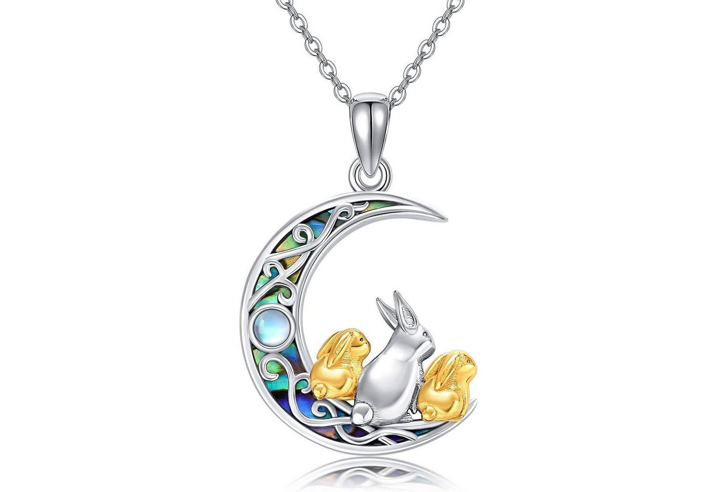 LuxusKollektion Kette und Anhänger Set Halskette Fuchs Mond Katze Sterling Silber Anhänger Geschenk Häschen von LuxusKollektion