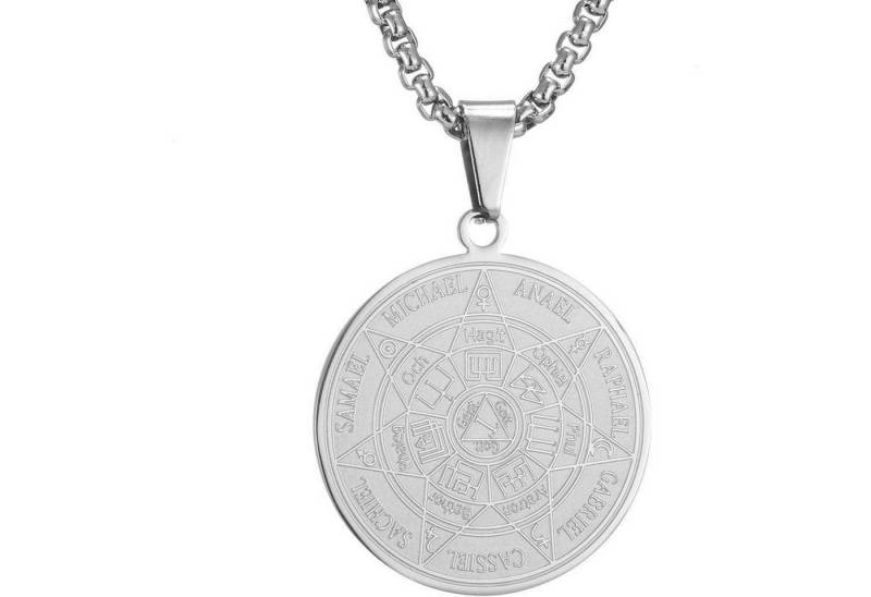 LuxusKollektion Kette und Anhänger Set Halskette Herren 7 Erzengel Siegel Medaille Talisman Amulett Edelstahl von LuxusKollektion