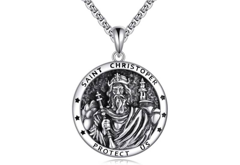 LuxusKollektion Kette und Anhänger Set Halskette Herren 925 Silber Erzengel Michael Saint Christopher von LuxusKollektion