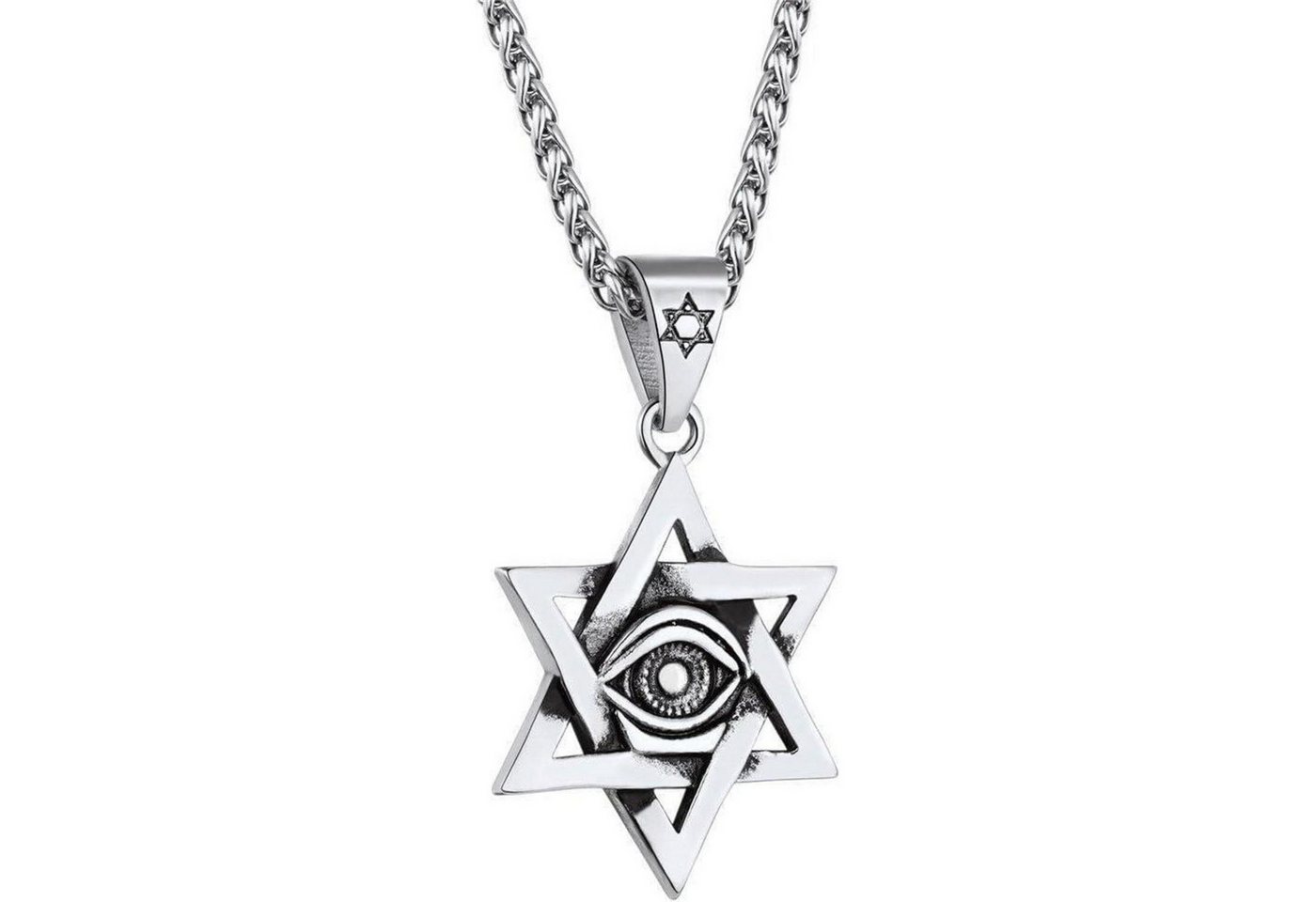 LuxusKollektion Kette und Anhänger Set Halskette Herren Anhänger Hexagramm 04 silber Nicht Personalisiert von LuxusKollektion