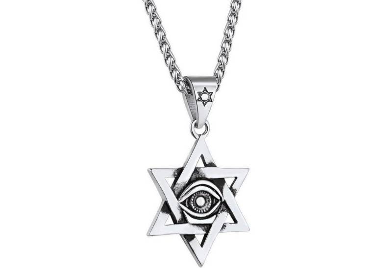 LuxusKollektion Kette und Anhänger Set Halskette Herren Anhänger Hexagramm 04 silber Nicht Personalisiert von LuxusKollektion