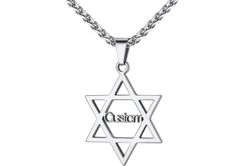 LuxusKollektion Kette und Anhänger Set Halskette Herren Anhänger Hexagramm Namen-Silber Personalisiert von LuxusKollektion