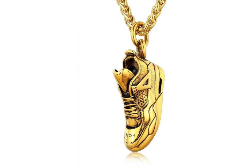 LuxusKollektion Kette und Anhänger Set Halskette Herren Anhänger Sneaker Edelstahl 01-Gold-Anpassen von LuxusKollektion