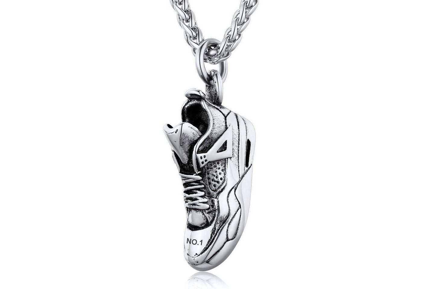 LuxusKollektion Kette und Anhänger Set Halskette Herren Anhänger Sneaker Schuh Edelstahl 01-Silber-Anpassen von LuxusKollektion