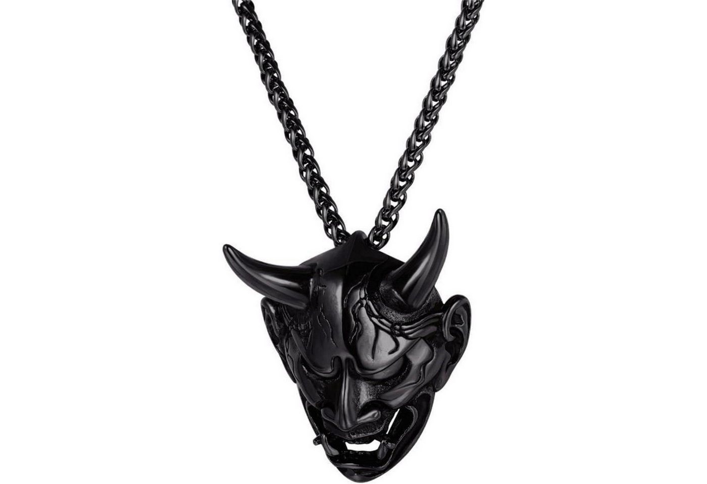 LuxusKollektion Kette und Anhänger Set Halskette Herren Dämonenschädel 01: Schwarz nicht personalisierbar von LuxusKollektion