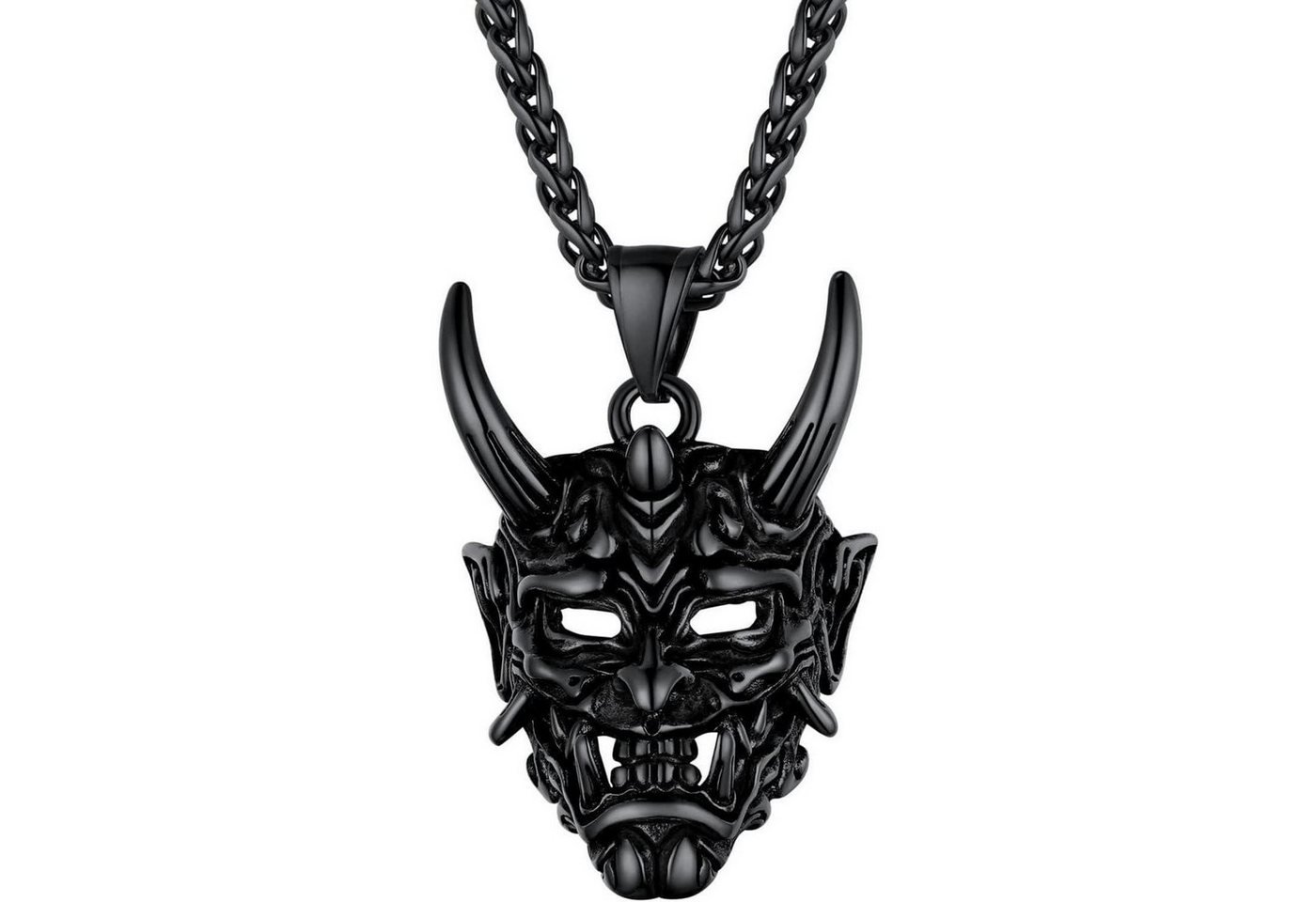 LuxusKollektion Kette und Anhänger Set Halskette Herren Dämonenschädel 02 Schwarz nicht personalisierbar von LuxusKollektion