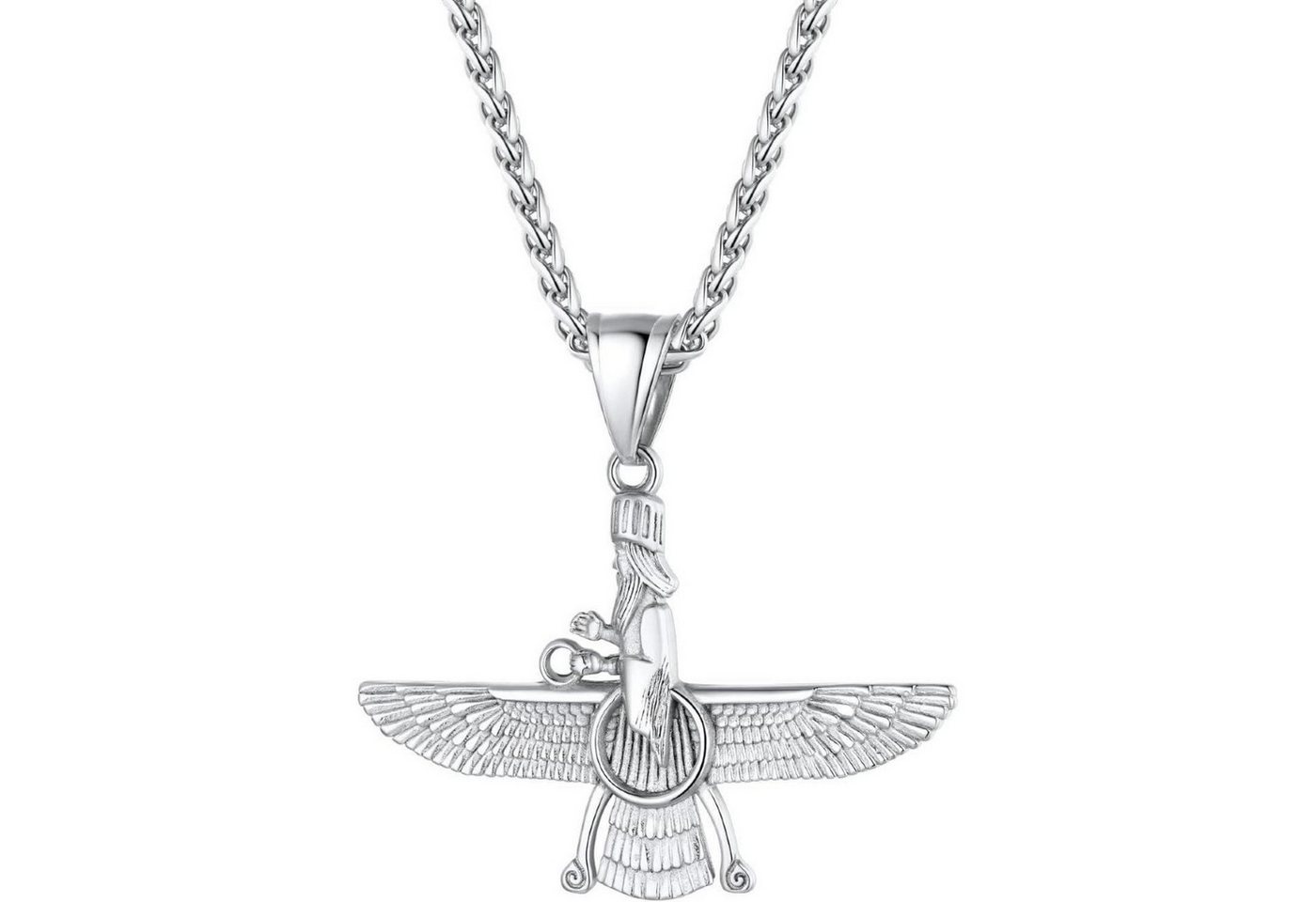 LuxusKollektion Kette und Anhänger Set Halskette Herren Damen Faravahar Anhänger 01: Original-silber von LuxusKollektion