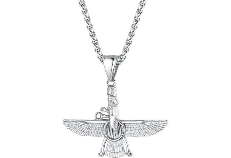 LuxusKollektion Kette und Anhänger Set Halskette Herren Damen Faravahar Anhänger 01: Original-silber von LuxusKollektion