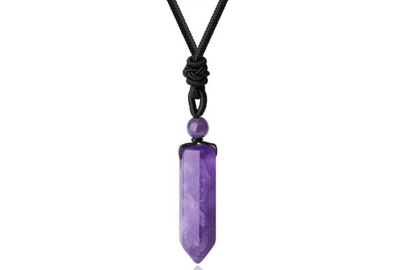 LuxusKollektion Kette und Anhänger Set Halskette Herren Kristall Sechseck Lederseil Reiki B Amethyst von LuxusKollektion