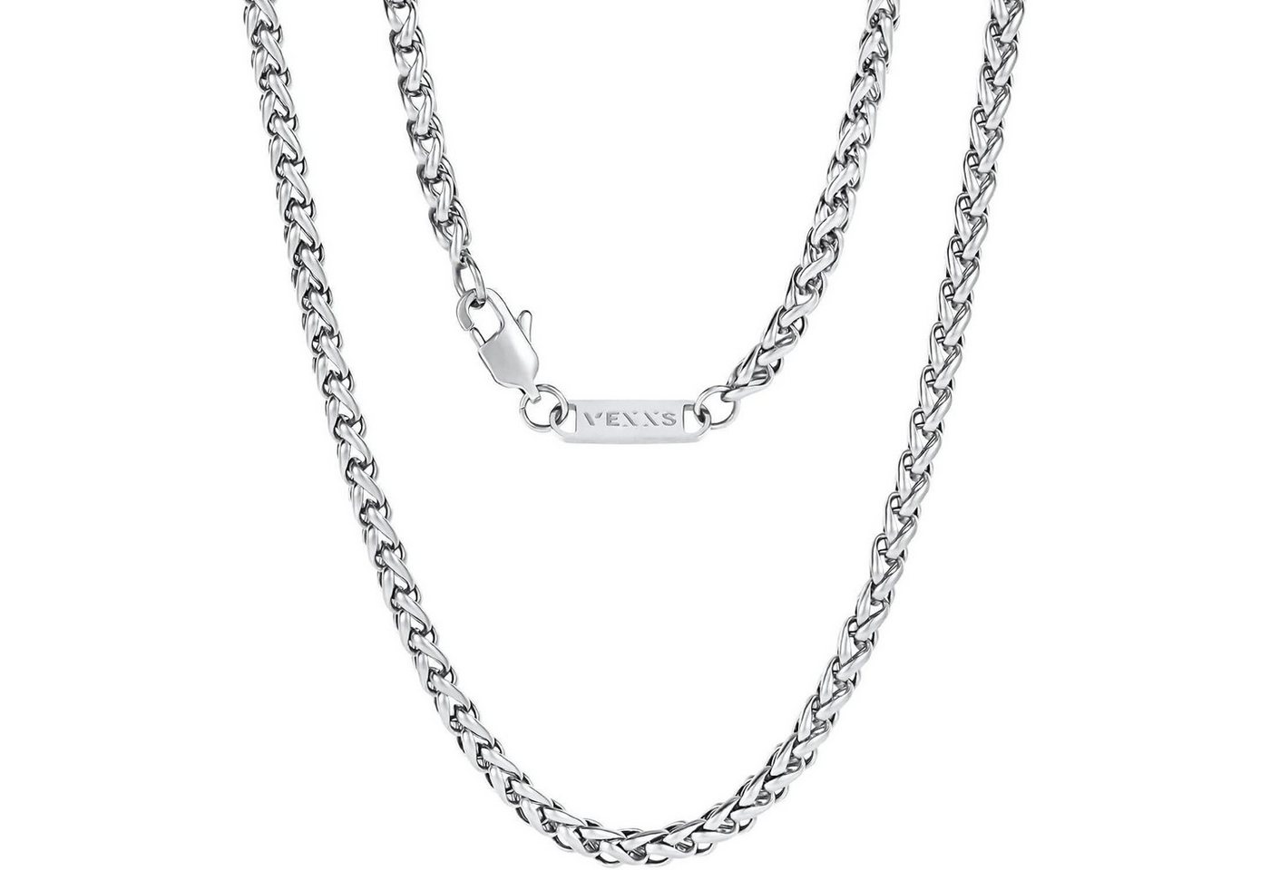 LuxusKollektion Kette und Anhänger Set Halskette Herren Panzerkette Cuban Link Silbrig-4mm 56.0 Zentimeter von LuxusKollektion