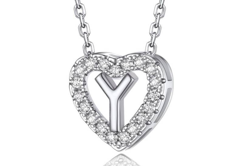 LuxusKollektion Kette und Anhänger Set Halskette Herz Anhänger Initialen Moissanit Damen Y von LuxusKollektion
