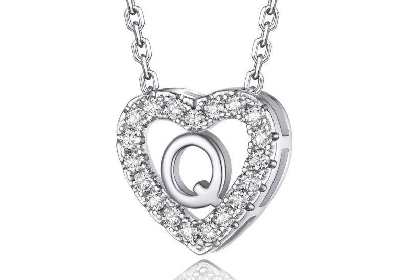 LuxusKollektion Kette und Anhänger Set Halskette Herz Anhänger Initialen Moissanit Diamant Damen Q von LuxusKollektion