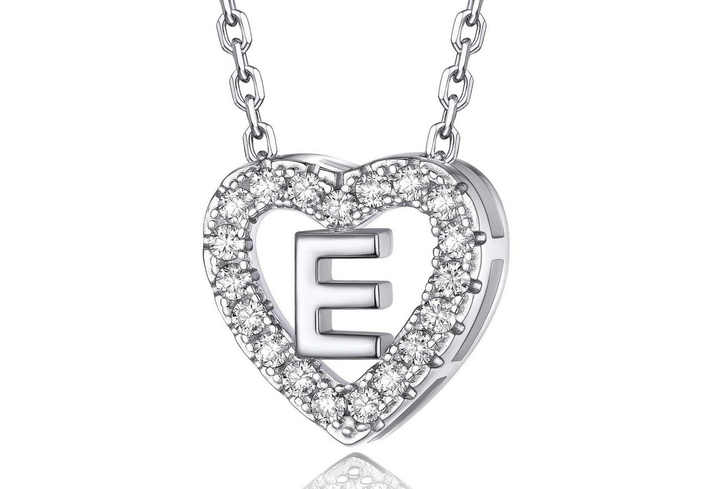 LuxusKollektion Kette und Anhänger Set Halskette Herz Initialen Anhänger Moissanit Diamant Damen E von LuxusKollektion