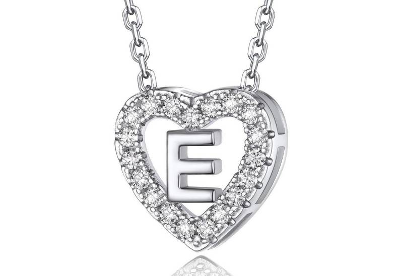 LuxusKollektion Kette und Anhänger Set Halskette Herz Initialen Anhänger Moissanit Diamant Damen E von LuxusKollektion