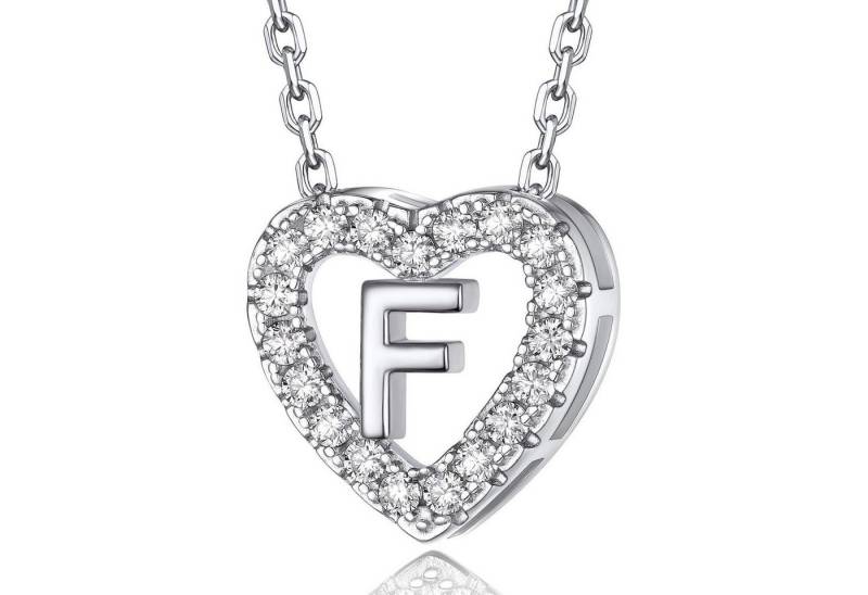 LuxusKollektion Kette und Anhänger Set Halskette Herz Initialen Moissanit Diamant Damen Geschenk F von LuxusKollektion