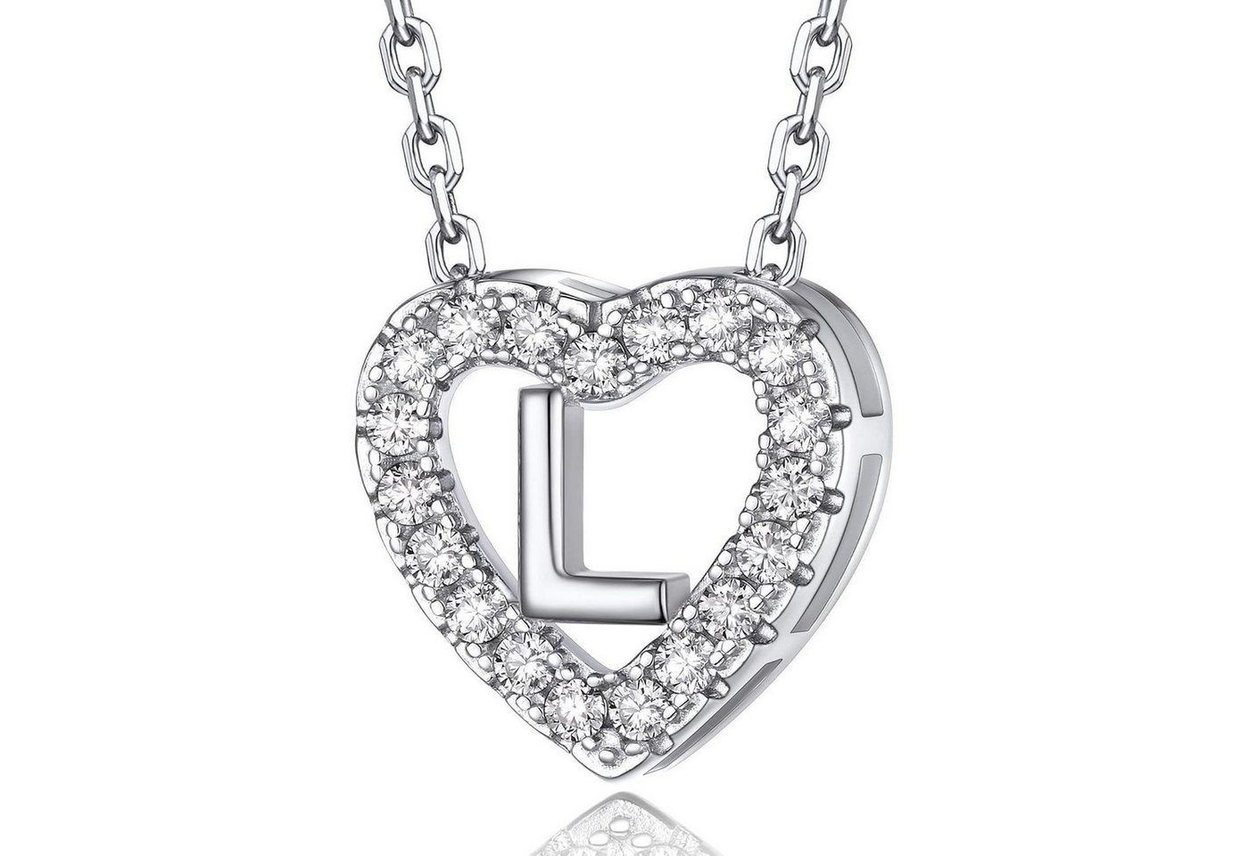 LuxusKollektion Kette und Anhänger Set Halskette Herz Initialen Moissanit Diamant Damen L von LuxusKollektion