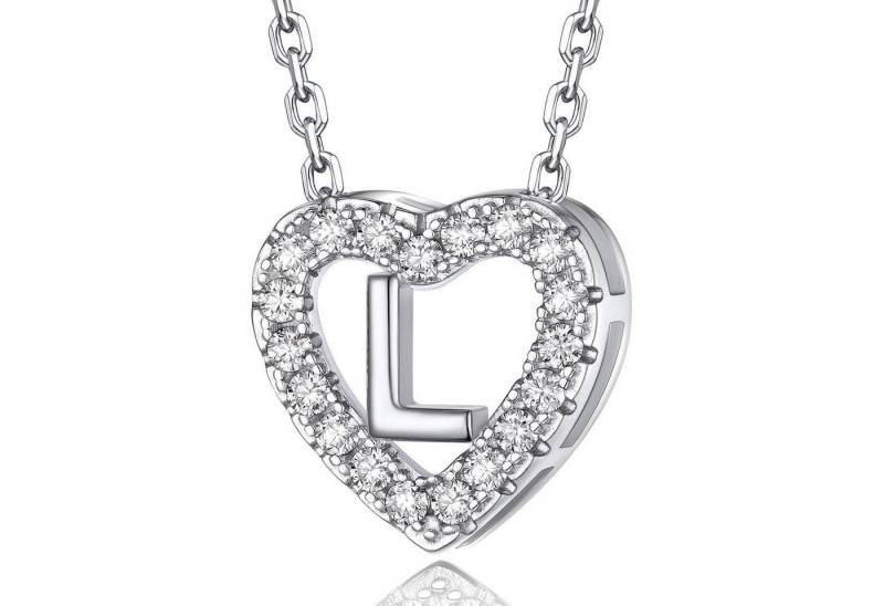 LuxusKollektion Kette und Anhänger Set Halskette Herz Initialen Moissanit Diamant Damen L von LuxusKollektion