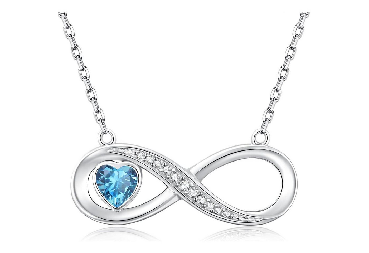 LuxusKollektion Kette und Anhänger Set Halskette Infinity Herz Geburtsstein 925 Silber Damen Silber-03-Mär von LuxusKollektion