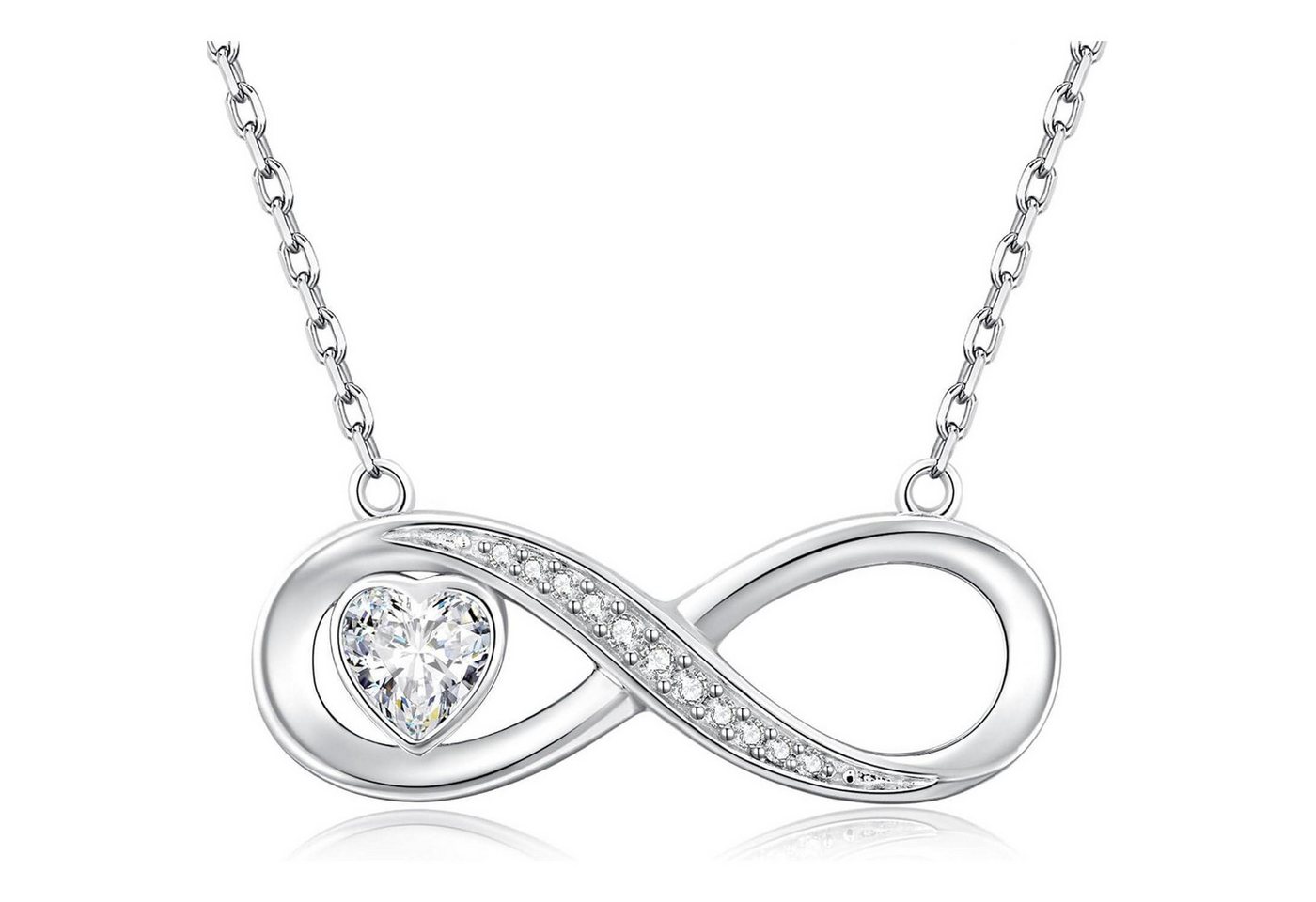 LuxusKollektion Kette und Anhänger Set Halskette Infinity Herz Geburtsstein Anhänger 925 Silber Silber 04 Apr von LuxusKollektion