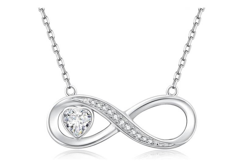 LuxusKollektion Kette und Anhänger Set Halskette Infinity Herz Geburtsstein Anhänger 925 Silber Silber 04 Apr von LuxusKollektion