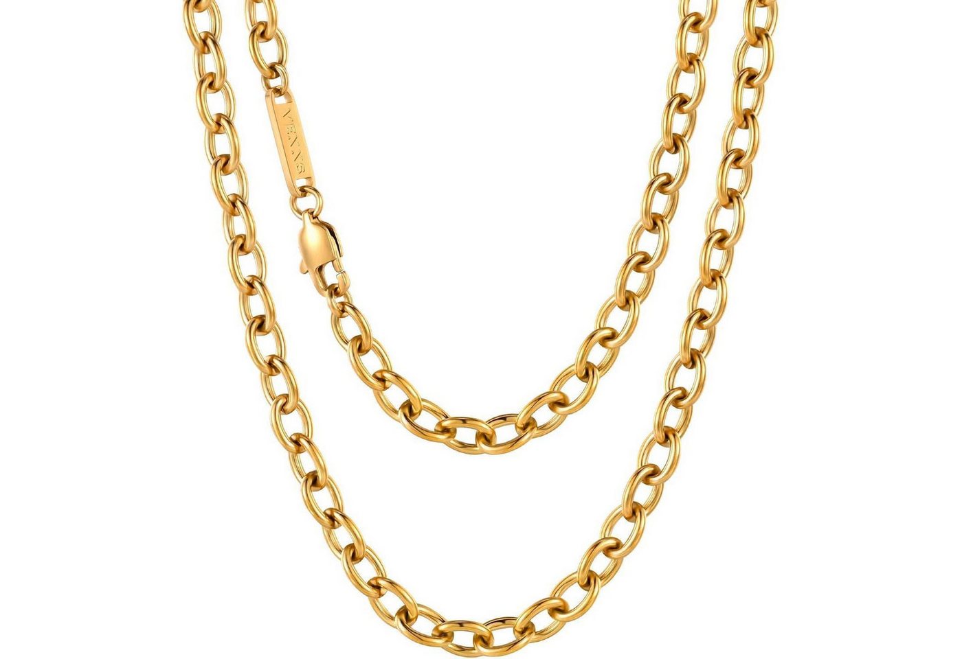 LuxusKollektion Kette und Anhänger Set Halskette Kabelkette 18K Gold Edelstahl 6mm Golden-6mm 60.0 Zentimeter von LuxusKollektion